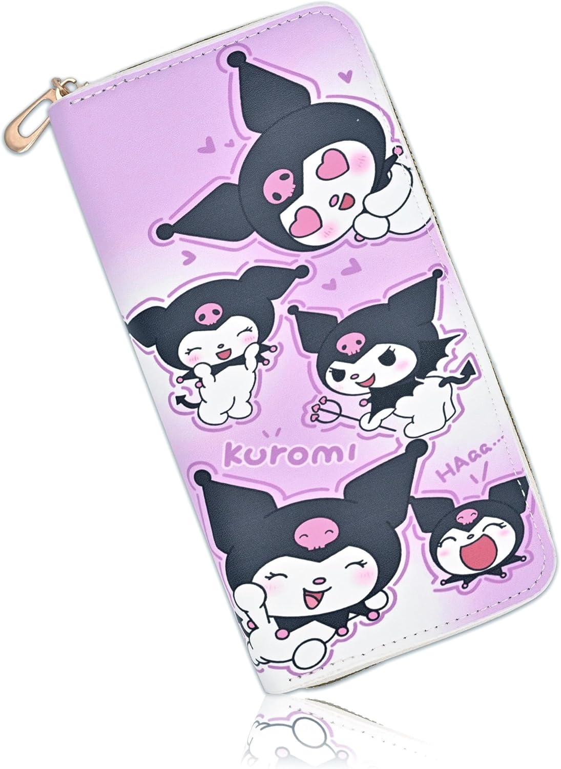 🌸 Kuromi Kawaii Zip Wallet – Cute Sanrio Long Purse with Card Slots, Cash Pocket & Gold Zipper